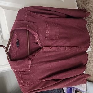 Torrid size 00. Long sleeve blouse. 100% rayon. Burgundy , Black on another list